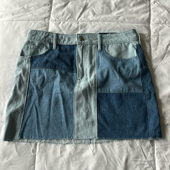 NWT Hollister denim color block high rise mini skirt - Picture 2 of 6